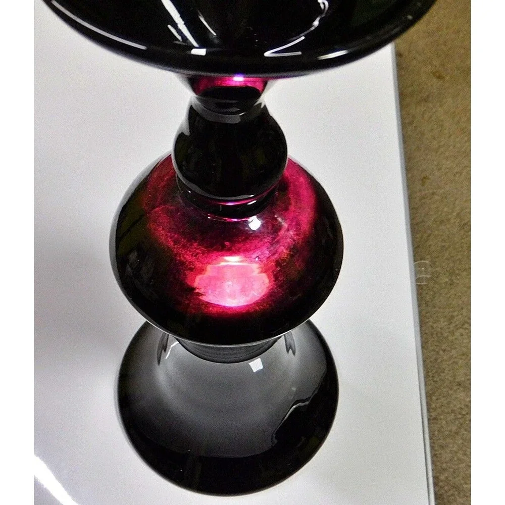 Vintage Black Amethyst Glass Baluster Vase Flared Compote Base Pedestal